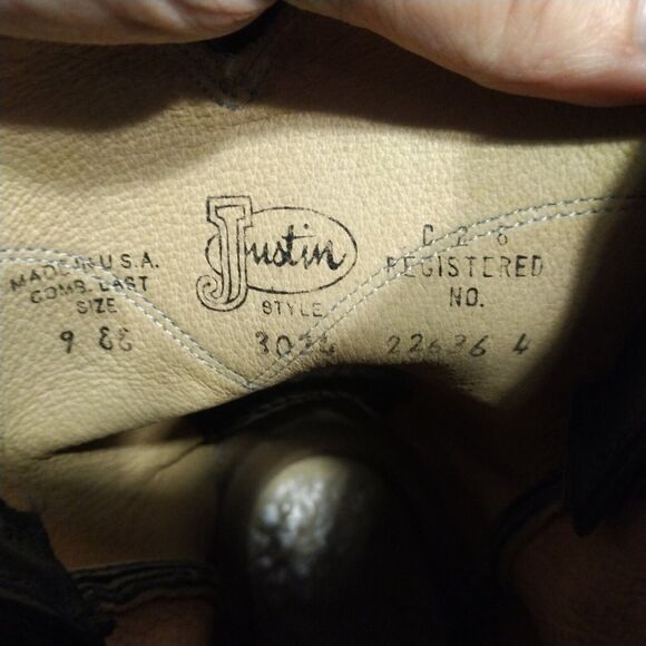 Justin 3024 Roper Boots - Mens - Size 9 EE - Blue Western Leather - Picture 12 of 12